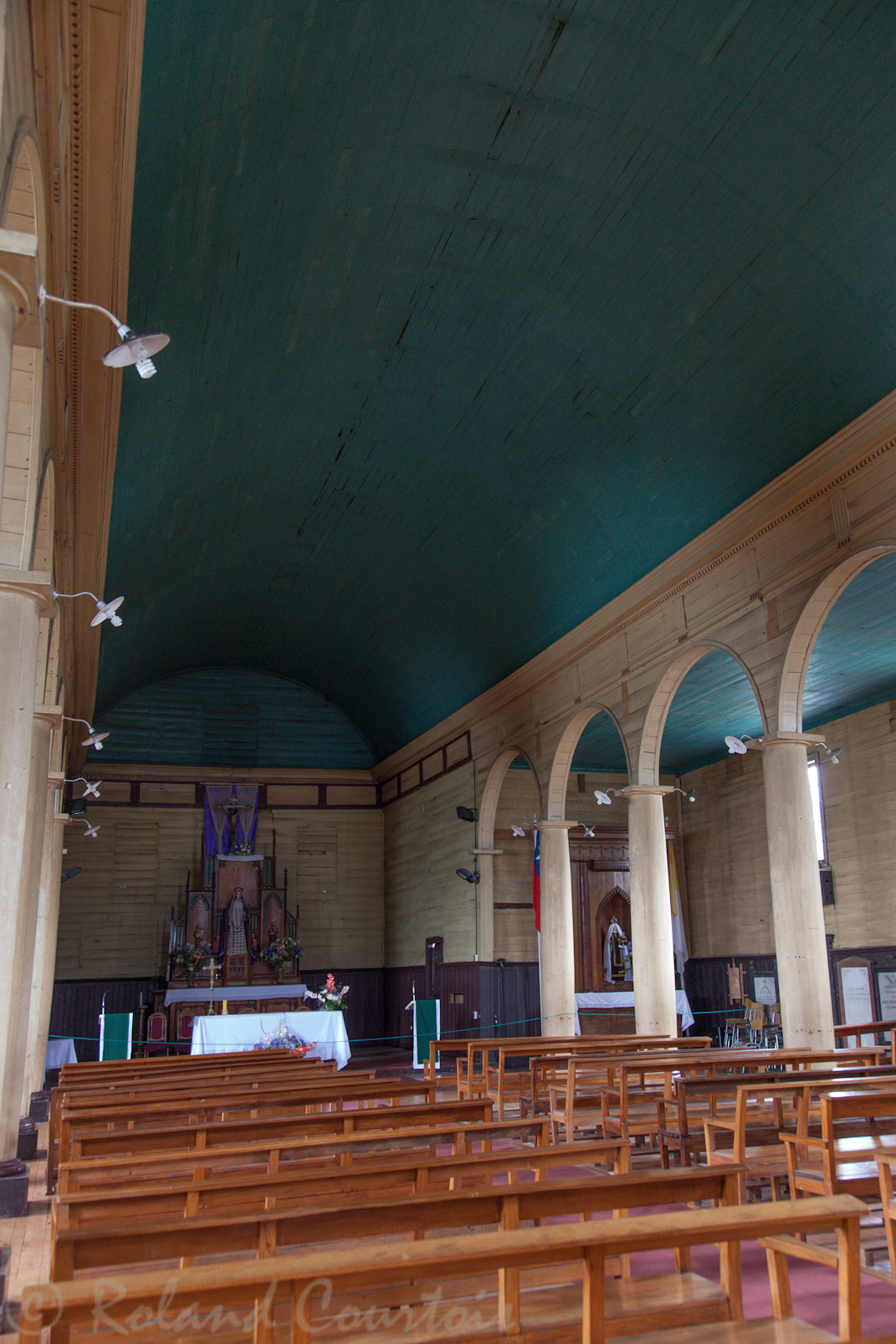 Notre dame des douleurs, l'église du centre de Dalcahué, classée comme monument national.