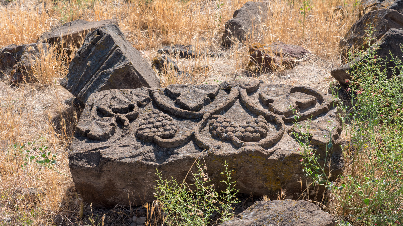 Site archéologique de Zvartnots, 
Impressionnants vestiges d'une église dédiée à Saint-Georges. A l’époque ourartéenne, il y avait déjà une production de vin à cet endroit.