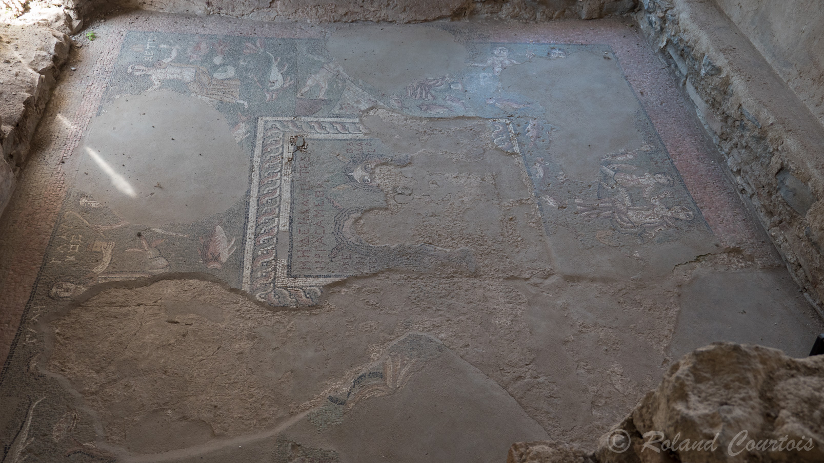 Site de Garni. Mosaïque (réplique de l’original qui est au musée d’Erevan) les nymphes, la mer.