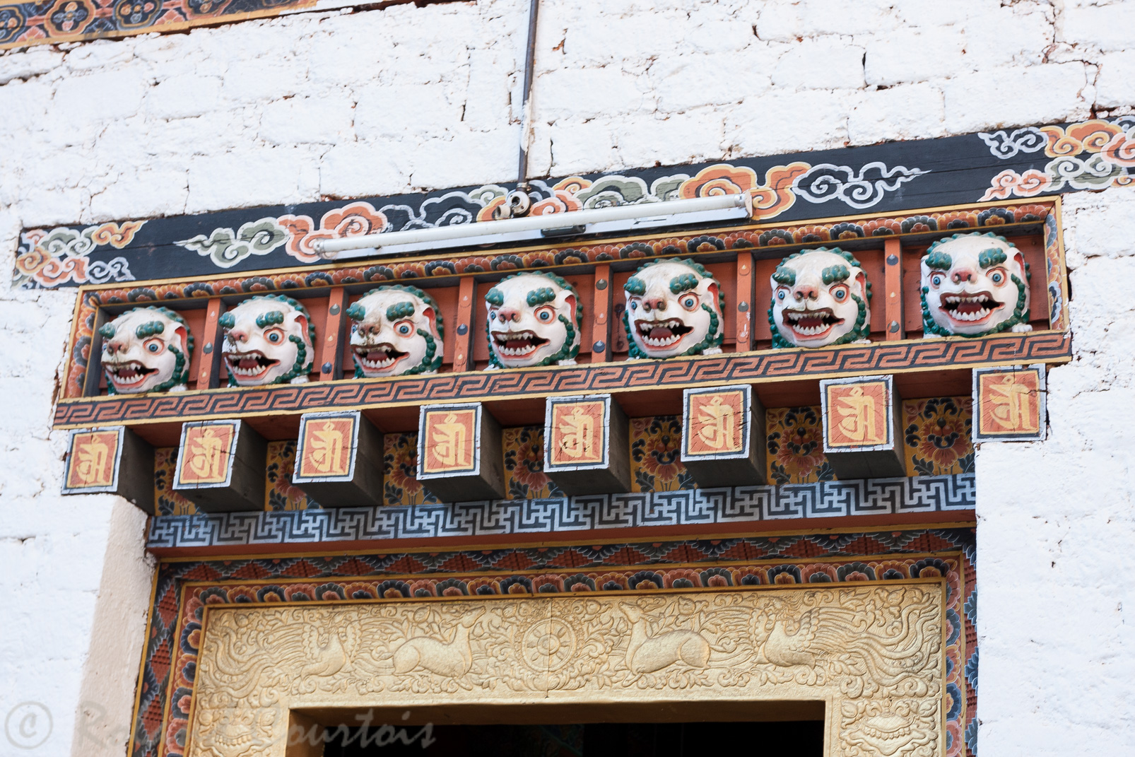 Dzong de Punakha. Détail de la partie religieuse.