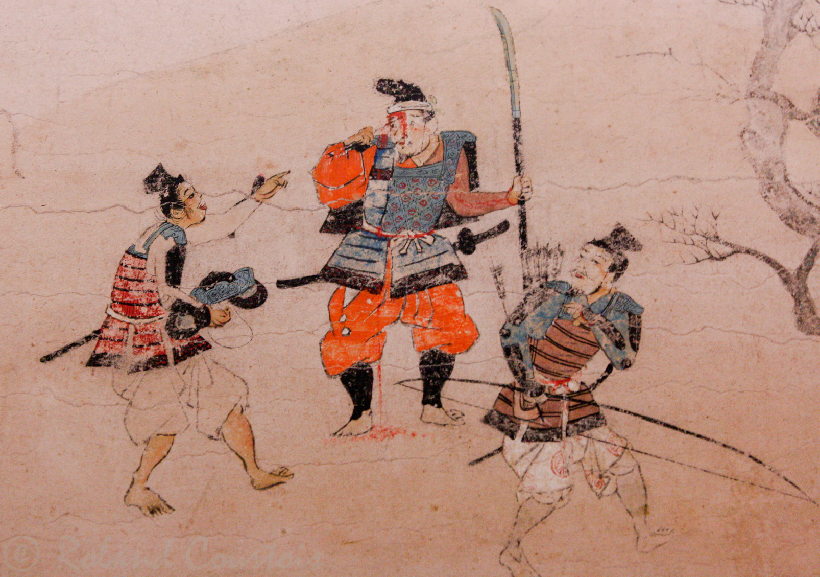 Ce rouleau illustre l’histoire de deux samouraïs et celle d’une belle-fille agonisante. Elle décrit aussi les deux caractères opposés de Yoshimi Jiro aimant la vie citadine et de son jeune frère Saburo un guerrier ascète.