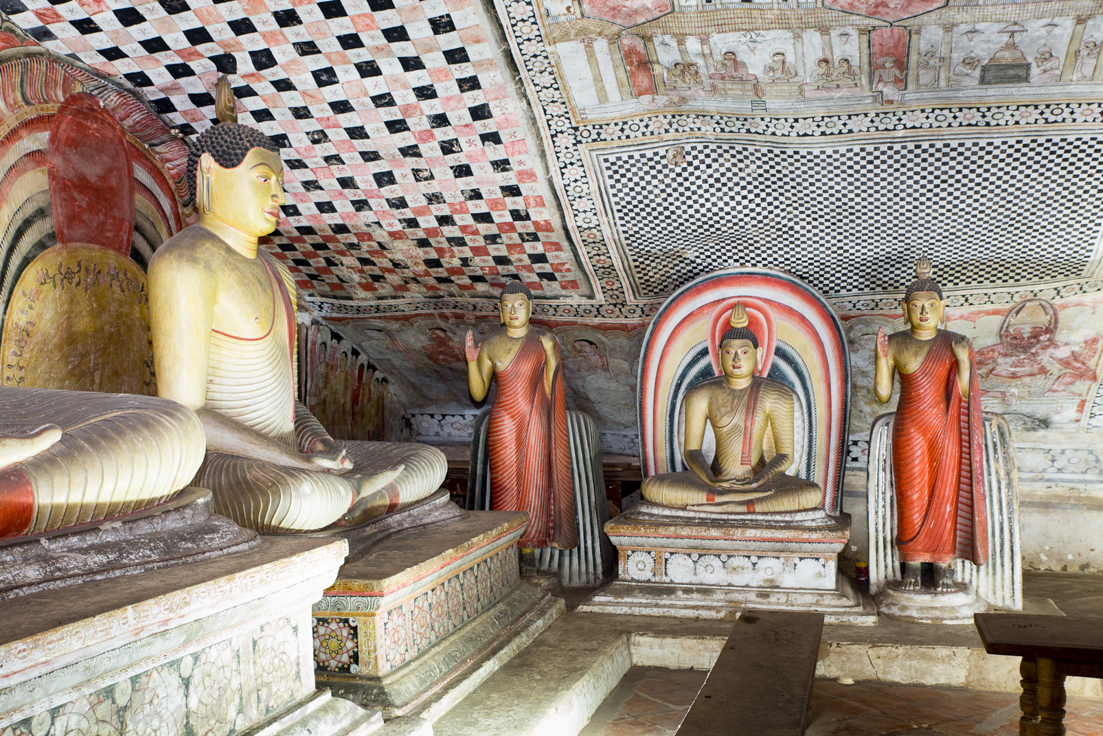 Grottes de Dambulla. La décoration date du XVIIIème siècle.