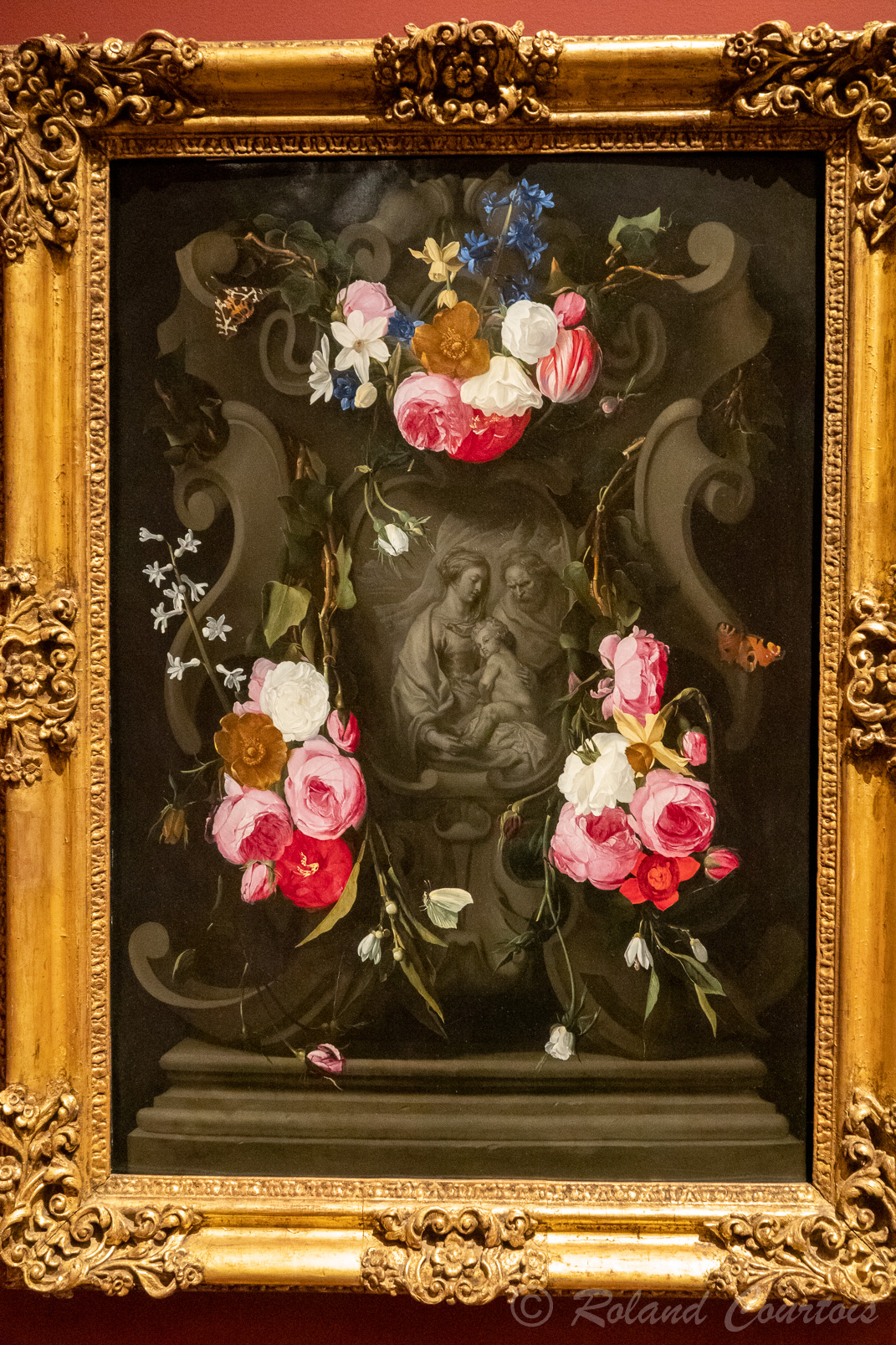 Daniel Seghers - Guilande de fleurs avec la Sainte Famille. (1625-27)